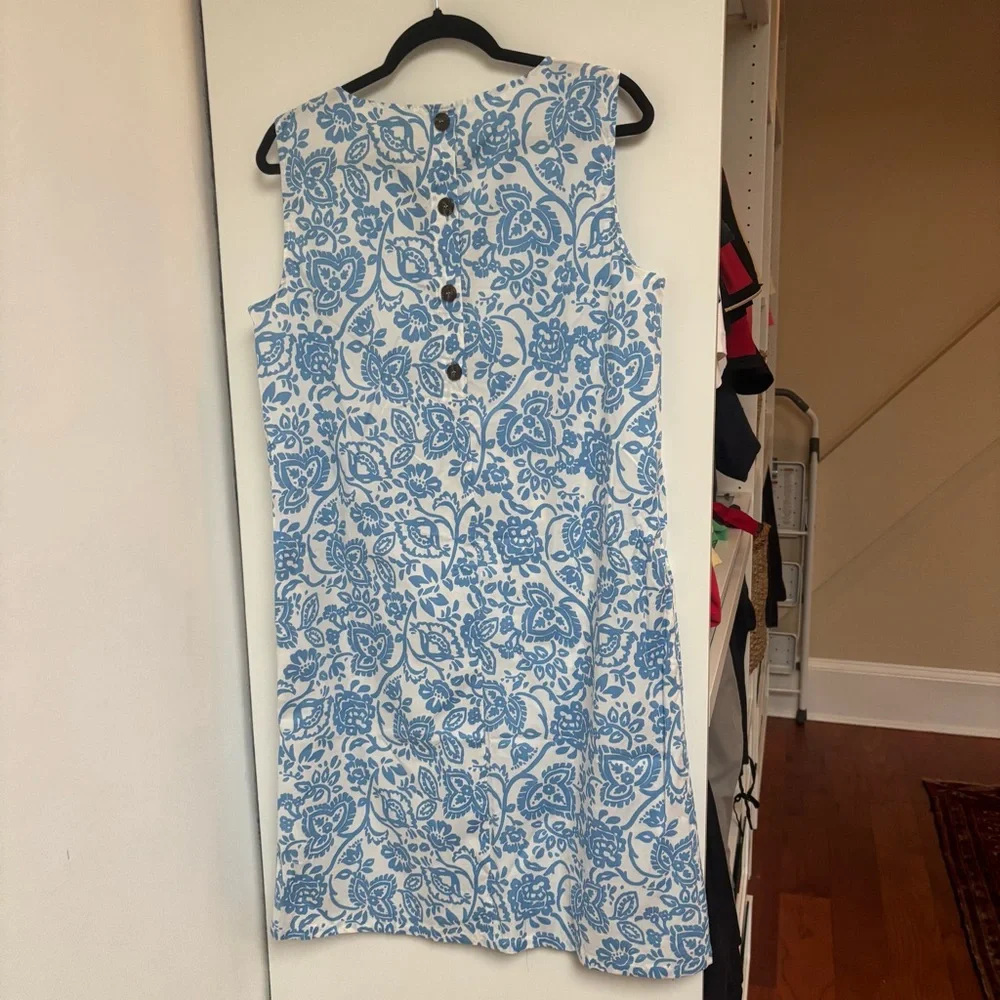 MARELLA Blue and White Sleeveless Sheath Midi Dress - Picture 3 of 4